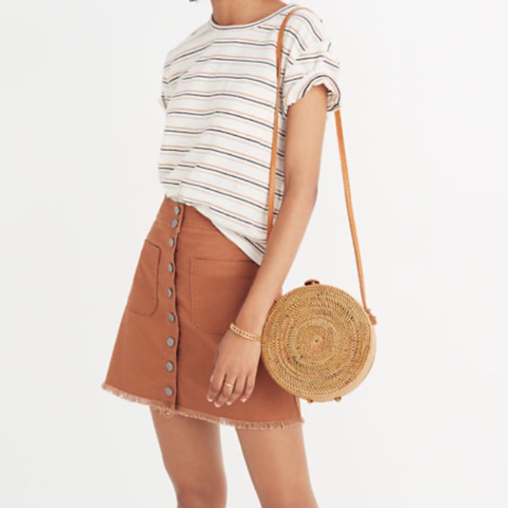 Madewell Rust Brown Button-Front Mini Skirt